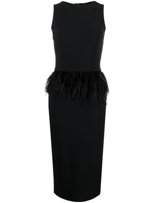 CHIARA BONI La Petite Robe Aidos Piu feather-embellished midi dress - Black