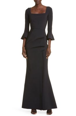 Chiara Boni La Petite Robe Astra Bell Sleeve Cocktail Gown in Black