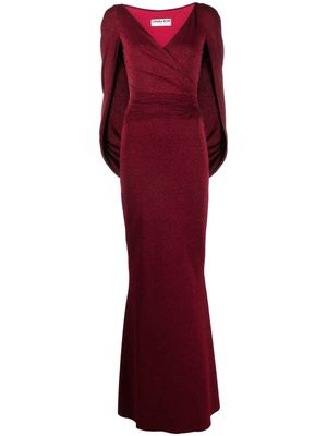 CHIARA BONI La Petite Robe cape-detail draped shimmer gown - Red