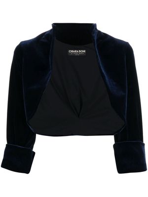 CHIARA BONI La Petite Robe cropped velvet jacket - Blue