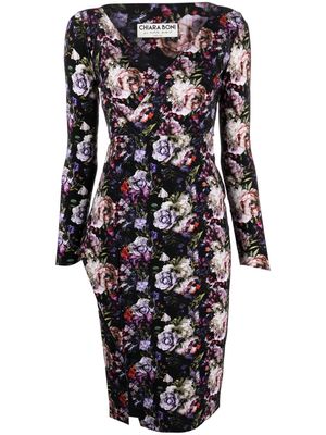 CHIARA BONI La Petite Robe floral-print bodycon wrap dress - Black