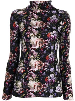CHIARA BONI La Petite Robe floral-print long-sleeve T-shirt - Black