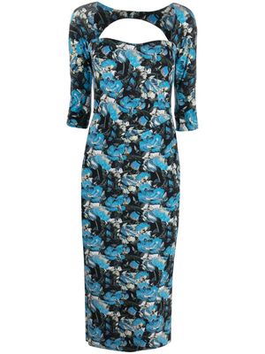 CHIARA BONI La Petite Robe floral-print sweetheart neck dress - Blue