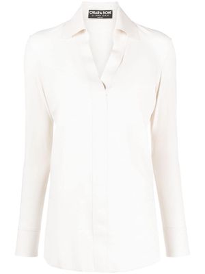 CHIARA BONI La Petite Robe long-sleeved V-neck shirt - White