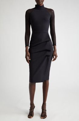 Chiara Boni La Petite Robe Maylys Illusion Long Sleeve Dress in Black