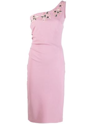 CHIARA BONI La Petite Robe one-shoulder embroidered dress - Pink