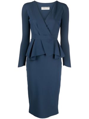 CHIARA BONI La Petite Robe peplum-waist midi dress - Blue
