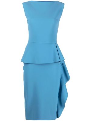 CHIARA BONI La Petite Robe ruffle-detail peplum-waist dres - Blue