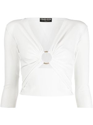 CHIARA BONI La Petite Robe Severa plunge style crop top - White