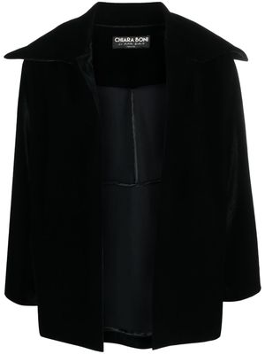 CHIARA BONI La Petite Robe wide peak lapels velvet blazer - Black