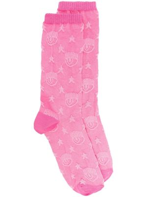 Chiara Ferragni all-over logo-texture socks - Pink