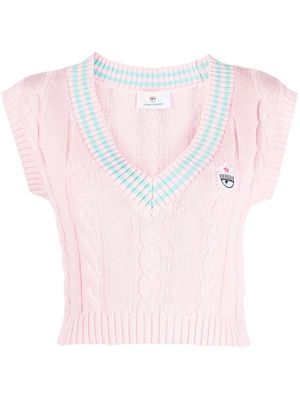 Chiara Ferragni cable-knit sweater vest - Pink