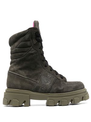 Chiara Ferragni chunky-soled lace-up boots - Green