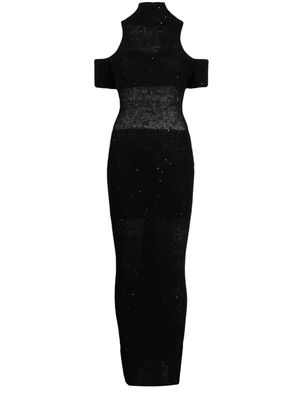 Chiara Ferragni cold-shoulder sequin-embellished maxi dress - Black