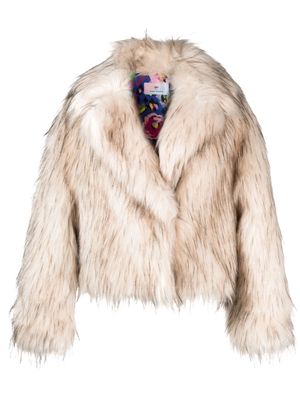 Chiara Ferragni concealed-fastening faux-fur jacket - Neutrals