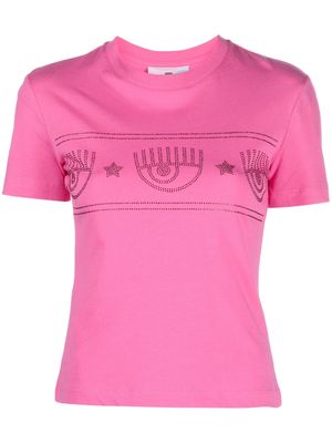 Chiara Ferragni crystal-embellished cotton T-shirt - Pink