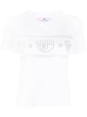Chiara Ferragni crystal-embellishment cotton T-shirt - White