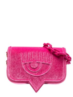 Chiara Ferragni embossed-Eyelike motif velvet tote bag - Pink