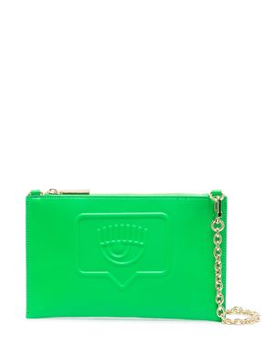 Chiara Ferragni embossed-logo chain-link shoulder bag - Green