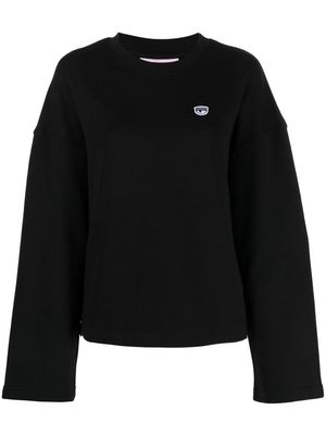 Chiara Ferragni embroidered-logo cotton sweatshirt - Black