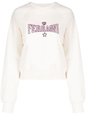 Chiara Ferragni embroidered-logo cotton sweatshirt - Neutrals