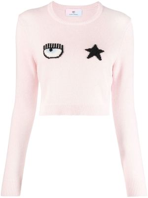Chiara Ferragni embroidered-logo knitted jumper - Pink