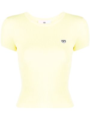Chiara Ferragni embroidered-logo ribbed-knit top - Yellow