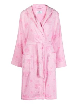 Chiara Ferragni eye and star-print self-tie robe - Pink