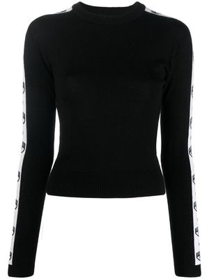 Chiara Ferragni Eye Like logo-trim knitted jumper - Black