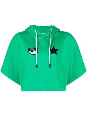 Chiara Ferragni Eye-like motif cropped hoodie - Green