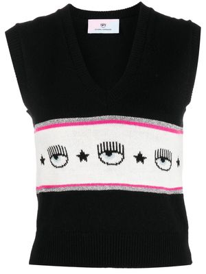 Chiara Ferragni Eye logo knitted vest - Black