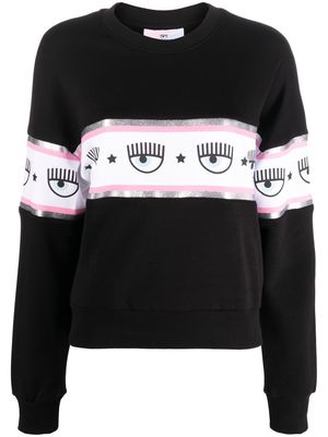 Chiara Ferragni eye-print cotton sweatshirt - Black
