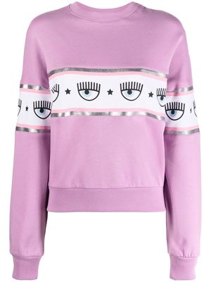 Chiara Ferragni eye-print cotton sweatshirt - Purple
