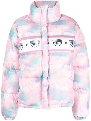 Chiara Ferragni eye-print puffer jacket - Pink