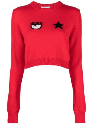 Chiara Ferragni eye star cropped jumper - Red