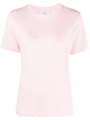 Chiara Ferragni Eyelike-embroidered cotton T-shirt - Pink