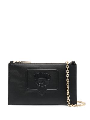 Chiara Ferragni Eyelike logo-embossed clutch bag - Black