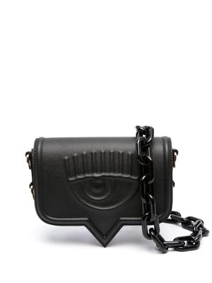 Chiara Ferragni Eyelike logo-embossed shoulder bag - Black