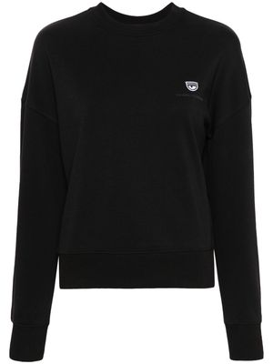 Chiara Ferragni Eyelike-motif cotton-blend sweatshirt - Black