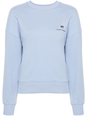 Chiara Ferragni Eyelike-motif cotton-blend sweatshirt - Blue