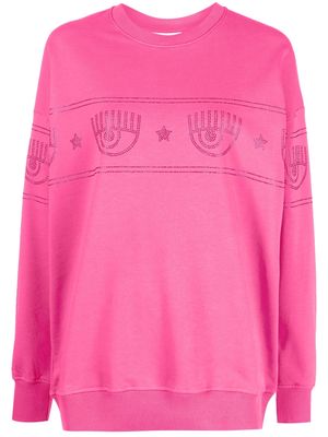 Chiara Ferragni Eyelike-motif cotton-blend sweatshirt - Pink