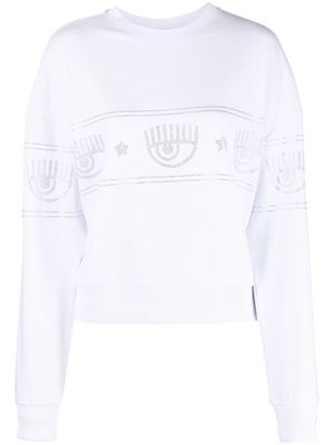 Chiara Ferragni Eyelike-motif cotton sweatshirt - White