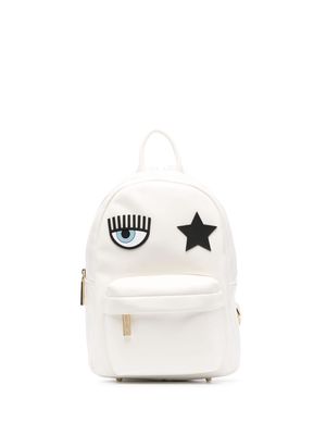 Chiara Ferragni Eyelike-motif embroidered backpack - White