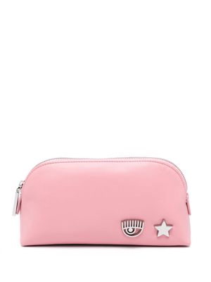 Chiara Ferragni Eyelike-motif faux-leather make up bag - Pink
