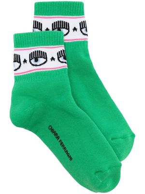 Chiara Ferragni Eyelike-motif intarsia-knit socks - Green