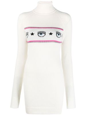 Chiara Ferragni Eyelike-motif knitted dress - White