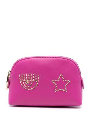 Chiara Ferragni Eyelike-motif make up bag - Pink