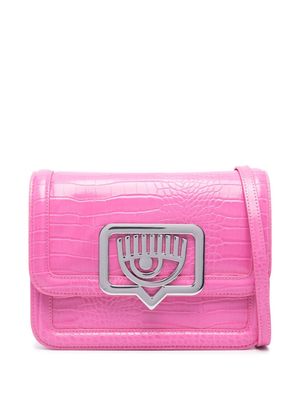 Chiara Ferragni Eyelike-plaque crocodile-embossed shoulder bag - Pink