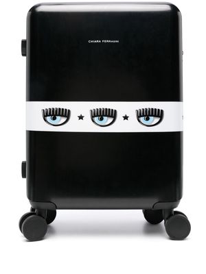 Chiara Ferragni Eyelike-print four-wheels suitcase - Black