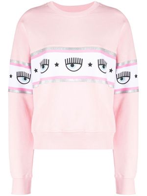 Chiara Ferragni Eyelike-print glitter-detail sweatshirt - Pink